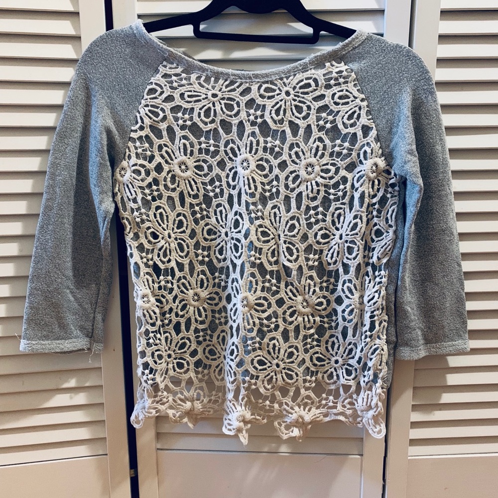 Grey flower pattern sweater